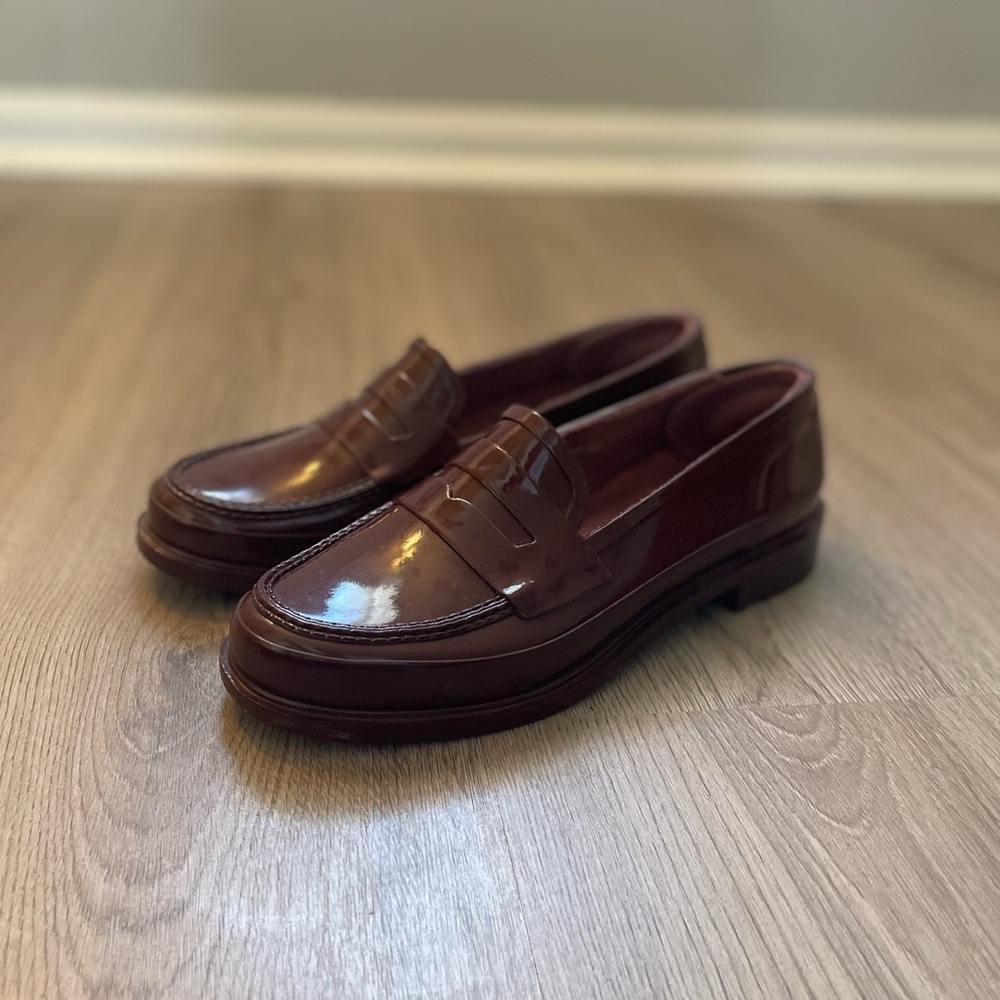 Hunter Rubber Waterproof Penny Loafers // Wine